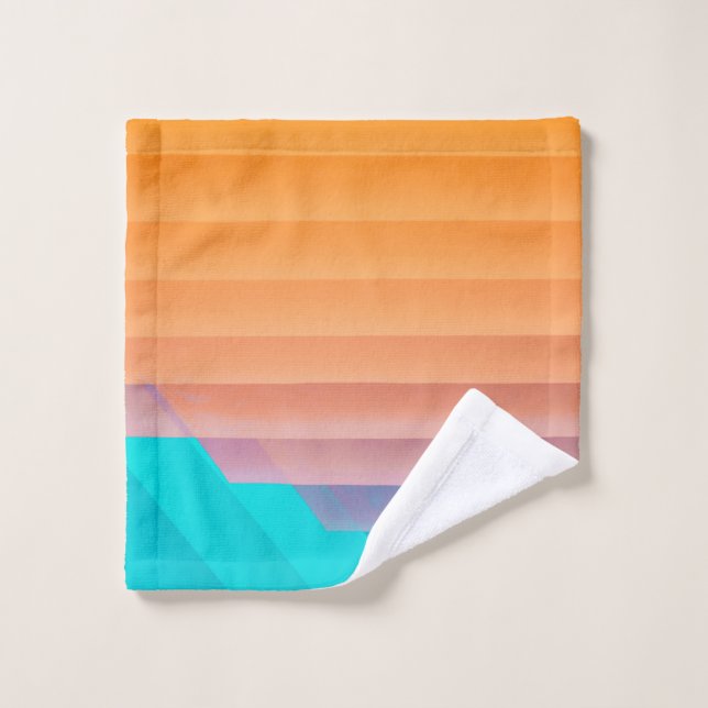 Orange and teal illustration wash cloth (Wash Cloth)