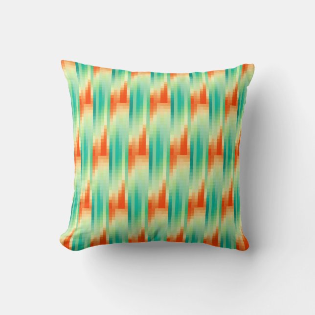 Orange and Teal Mosaic Pattern Cushion (Front)