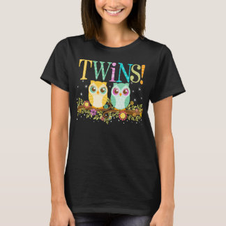 Orange and Teal Owl Twins - Maternity Shirt