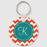 Orange and Teal Zig Zag Custom Initial