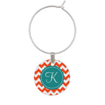 Orange and Teal Zig Zag Custom Initial