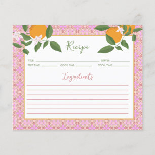 Orange and Tiles Recipe Card   Kitchen Decor 
