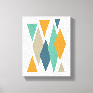 Orange and Turquoise Diamonds Mid-century Canvas Print