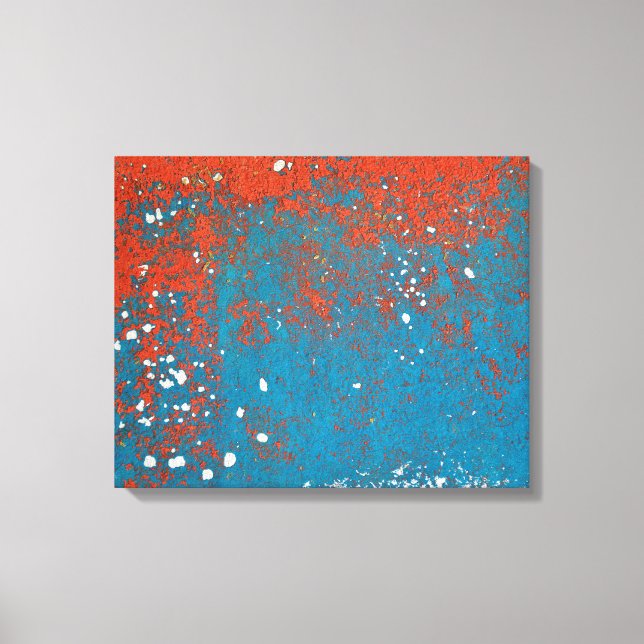 Orange and Turquoise Paint Abstract Canvas Print (Front)
