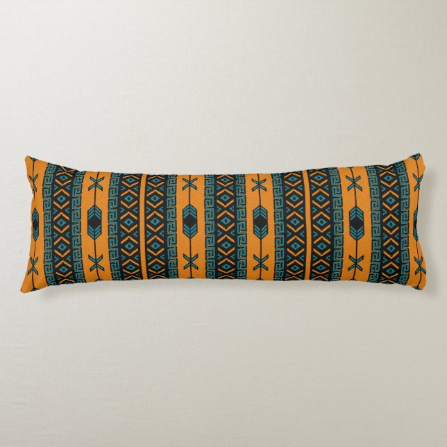 Orange And Turquoise Southwest Pattern Body Cushion (Front)