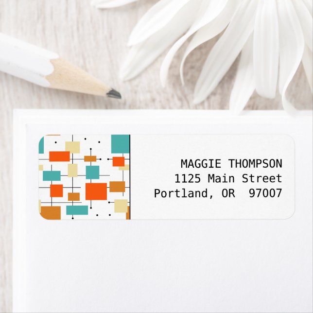 Orange and Turquoise Squares Mid Century Modern (Insitu)