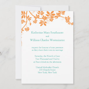 Orange And Turquoise Wedding Invitations