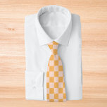 Orange and Unbleached Silk Checkerboard Tie<br><div class="desc">Orange and Unbleached Silk Checkerboard</div>