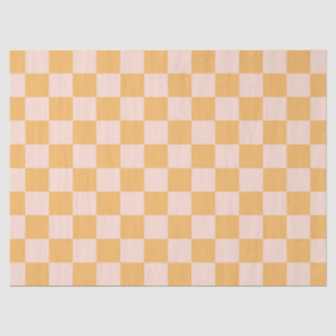 Orange and Unbleached Silk Chequerboard Tissue Paper