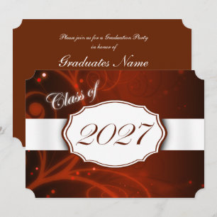 Orange and White 2027 Graduation Party Invitation