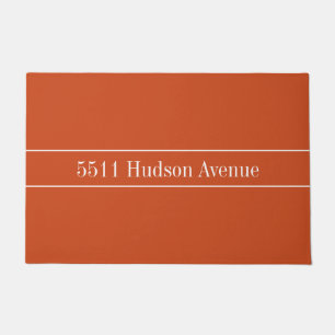 Orange and White Arrived to Street Address Doormat