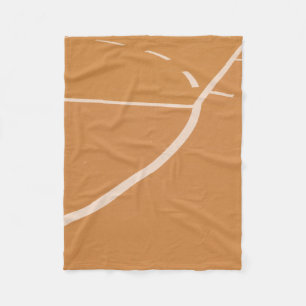 Orange and white basketball court lines fleece blanket