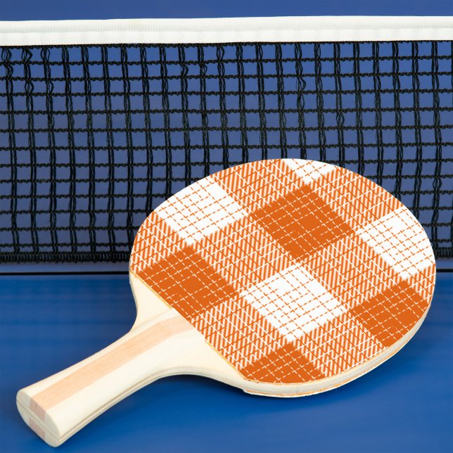 Orange and White Bold Checkered Plaid Design  Ping Pong Paddle (Creator Uploaded)