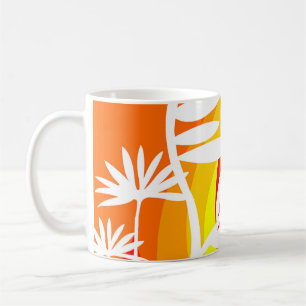 Orange and White Botanical Coffee Mug