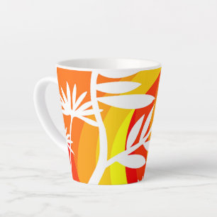 Orange and White Botanical Latte Mug