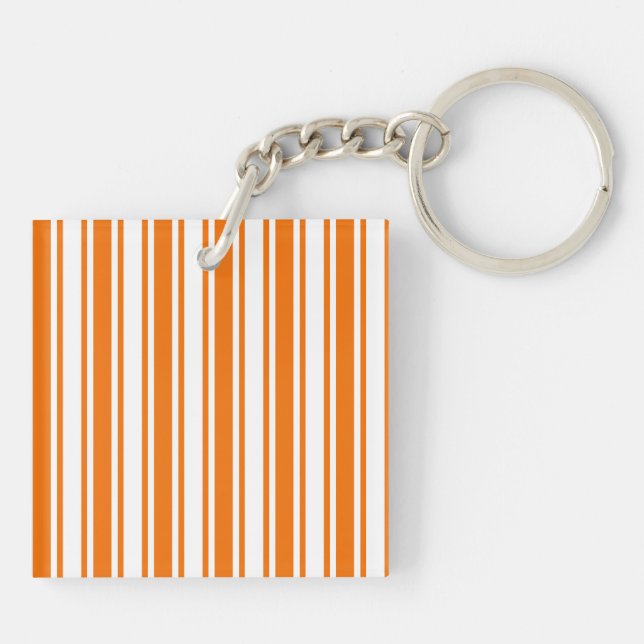Orange and white candy stripes key ring (Back)