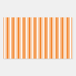 Orange and white candy stripes rectangular sticker