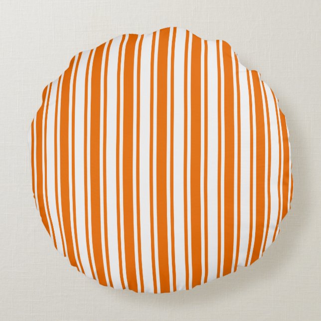 Orange and white candy stripes round cushion (Back)