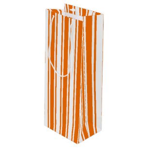 Orange and white candy stripes wine gift bag