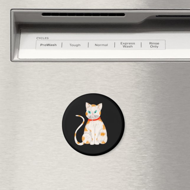 Orange and White Cat Magnet (In Situ (Dishwasher))