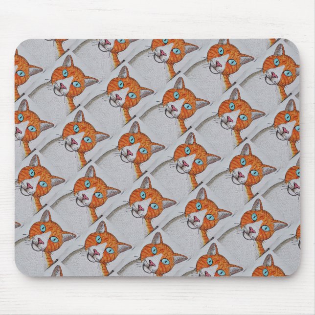 Orange and white Cat pattern Mousepad (Front)