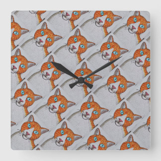 orange and white Cat Wall Clock