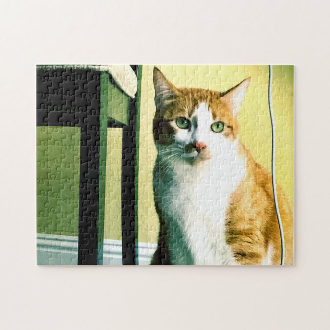 Orange and white cat with chair jigsaw puzzle (Horizontal)