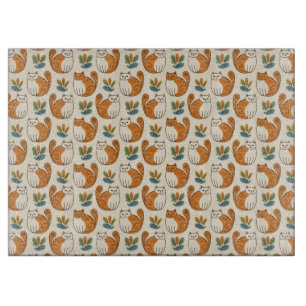 Orange and White Cats Naive Art Style Cutting Board