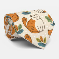 Orange and White Cats Naive Art Style