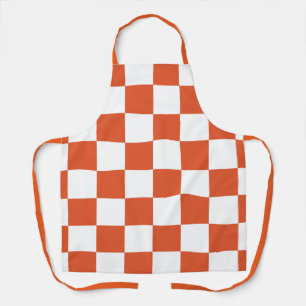 Orange and White Checkerboard Pattern Apron