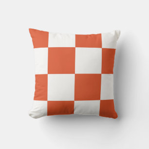 Orange and White Checkerboard Pattern Cushion