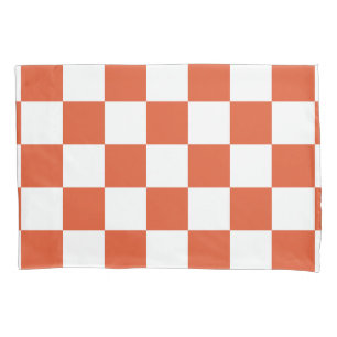 Orange and White Checkerboard Pattern Pillowcase