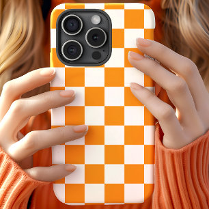 Orange And White Chequerboard Chequered Pattern Case-Mate iPhone Case