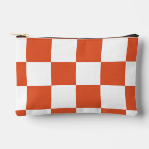 Orange and White Chequerboard Pattern Accessory Pouch