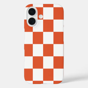 Orange and White Chequerboard Pattern iPhone 16 Case