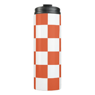 Orange and White Chequerboard Pattern Thermal Tumbler