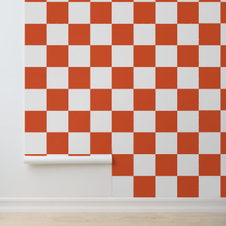 Orange and White Chequerboard Pattern Wallpaper