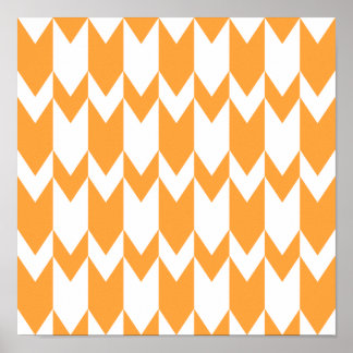 Orange and White Chevron Pattern. Poster