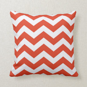 Orange and White Chevron Stripes Cushion