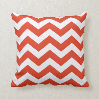 Orange and White Chevron Stripes Cushion