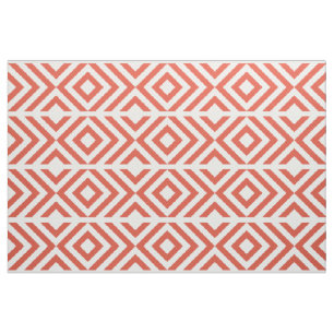 Orange and White Chevrons and Diamonds Geometric Fabric