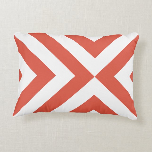 Orange and White Chevrons Decorative Cushion (Back)