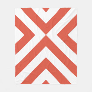 Orange and White Chevrons Fleece Blanket