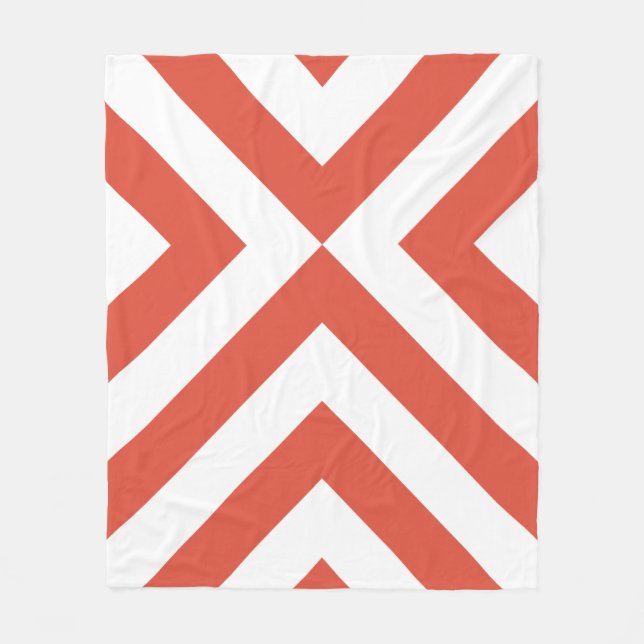 Orange and White Chevrons Fleece Blanket (Front)
