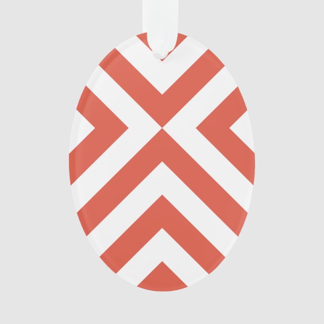 Orange and White Chevrons Ornament (Front)