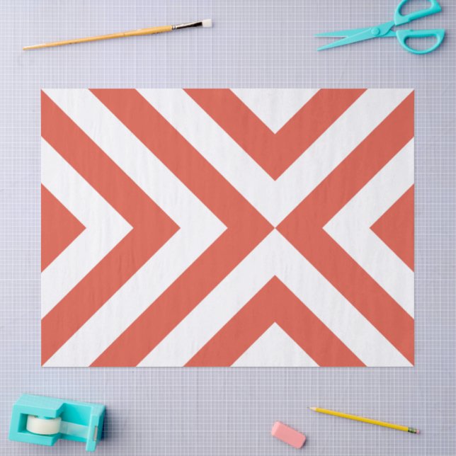 Orange and White Chevrons Tissue Paper (Craft)