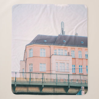 ORANGE AND WHITE CONCRETE BUILDING SHERPA BLANKET