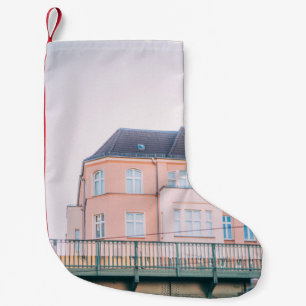 ORANGE AND WHITE CONCRETE BUILDING SMALL CHRISTMAS STOCKING