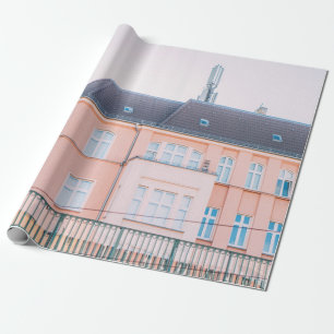 ORANGE AND WHITE CONCRETE BUILDING WRAPPING PAPER