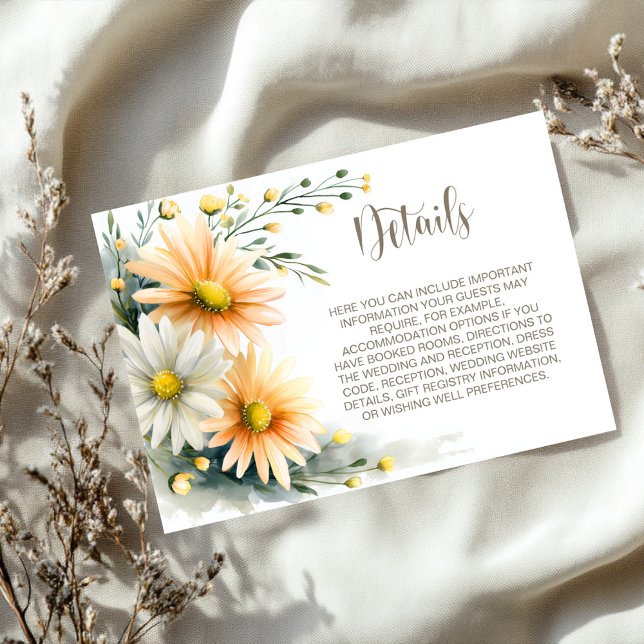 Orange and White Daisies Wedding Details Enclosure Card (Creator Uploaded)